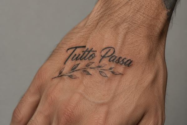 Tatuaje “Tutto Passa” en tinta negra