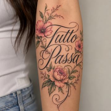 Antebrazo con tatuaje “Tutto Passa” 